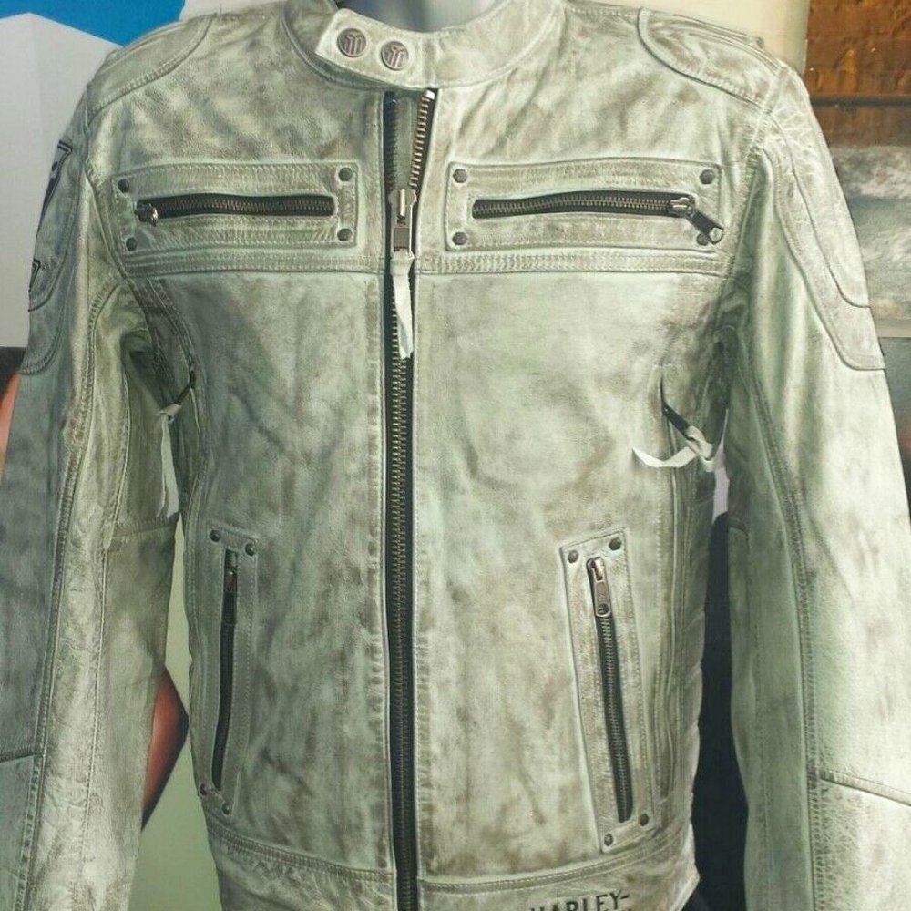 Harley Davidson BLACK LABEL #1 GREY SKULL LEATHER 3XL